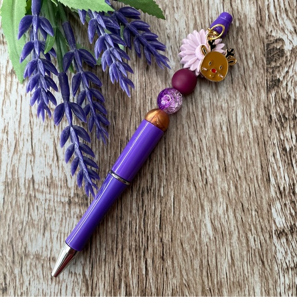 Handcrafted Ginger Tree Pens Beaded Unique Artisan Gifts Office Accessories - Picture 5 of 9